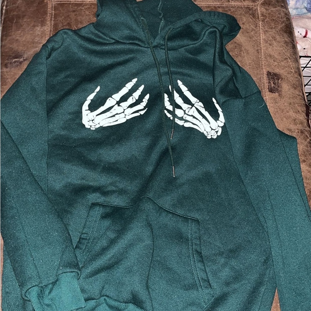 SHEIN Dark Green Skeleton Hands Sweater